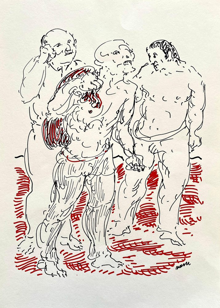 Aligi Sassu, Figures, Lithograph, 1983