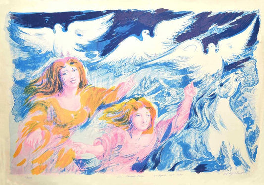 Aligi Sassu, Sirens, Lithograph, 1975