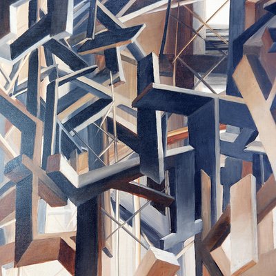 Alix Dufaux, Abstract Geometric Painting, 1967-NYF-2018821