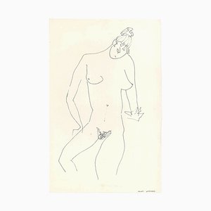 Alkis Matheos, Sketched Female Nude, Original China Ink on Paper-ZCI-2029652