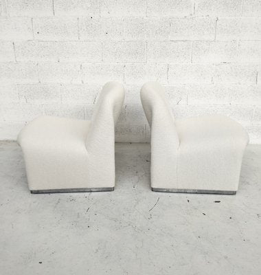 Alky Chairs in White Bouclè by Giancarlo Piretti for Anonima Castelli, 1970s, Set of 2-RNN-2000892