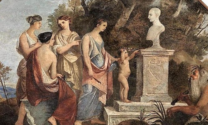 Allegoric Scene with Vestal Virgins and Satyr - 19th Century - Painting - Modern 19th Century-ZCI-756782