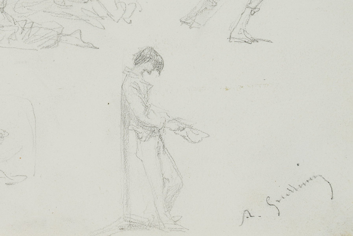 Allegorical Figures and Nudes, 19th-Century, Pencil