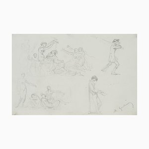 Allegorical Figures and Nudes, 19th-Century, Pencil-OJR-1273437