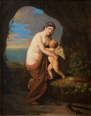 Allegorical Scene, Aphrodite and Eros - Oil on Canvas - Late 18th / Early 19th Late 18 - Early 19th Century-ZCI-756067