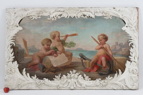 Allegorical Scenes, 1880, Paintings on Wood, Set of 2-CEJ-1823138