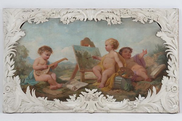 Allegorical Scenes, 1880, Paintings on Wood, Set of 2-CEJ-1823138