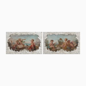 Allegorical Scenes, 1880, Paintings on Wood, Set of 2-CEJ-1823138