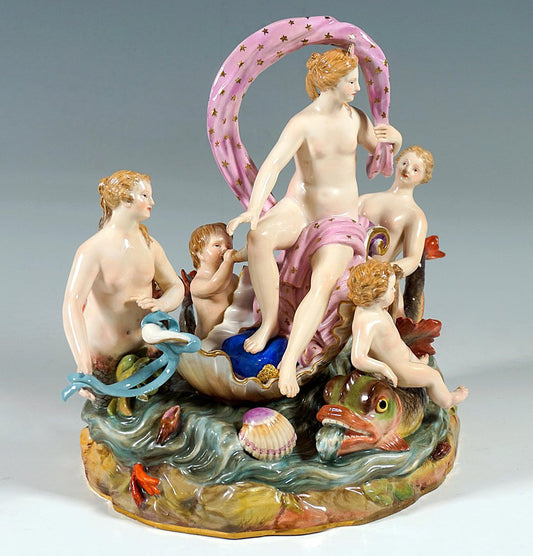 Allegorical The Water Group by M.V. Acier for Meissen Porcelain, Germany, 1860s