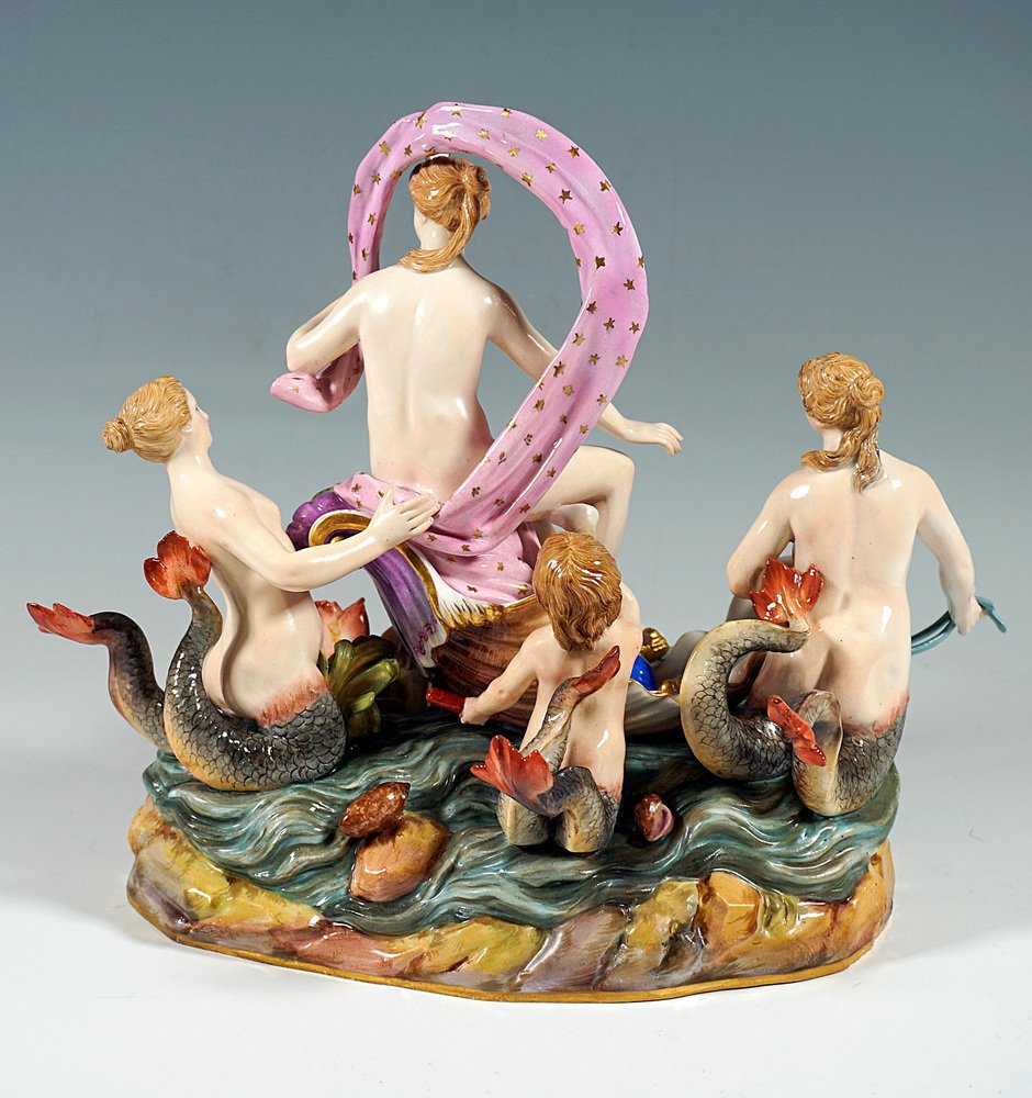 Allegorical The Water Group by M.V. Acier for Meissen Porcelain, Germany, 1860s