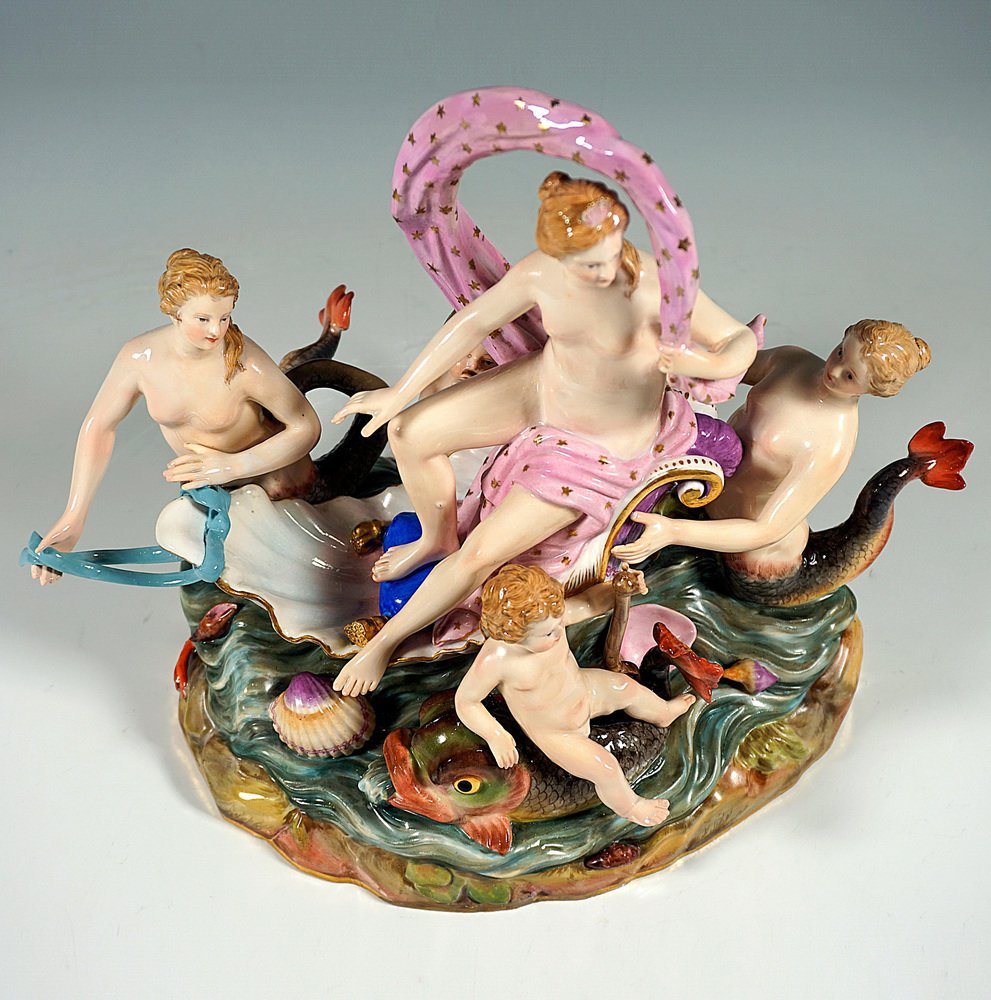 Allegorical The Water Group by M.V. Acier for Meissen Porcelain, Germany, 1860s