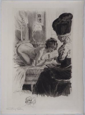 Alméry LOBEL-RICHE - The intimate manucure, original signed engraving-KHH-647028