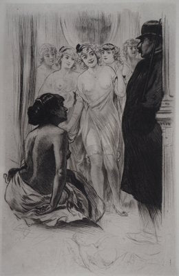 Alméry Lobel-Riche, Waiting for the Client, Original Etching-KHH-1102290