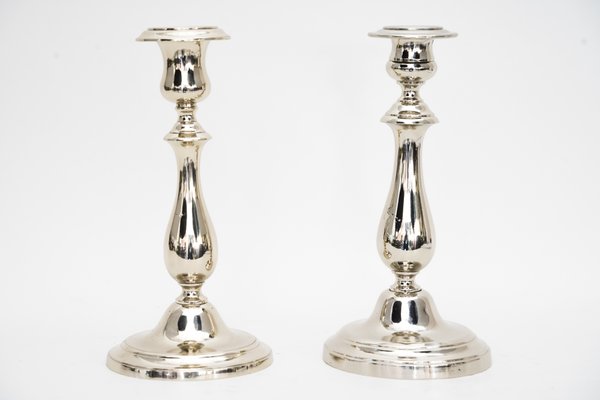 Alpaca Candle Holders, 1920s, Set of 2-SPD-1080657