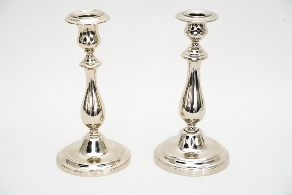 Alpaca Candle Holders, 1920s, Set of 2-SPD-1080657