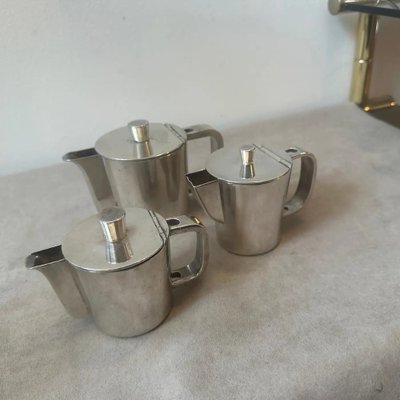 Alpaca Coffee Pot by Gio Ponti for Krupp, 1940s, Set of 3-NMK-1800637