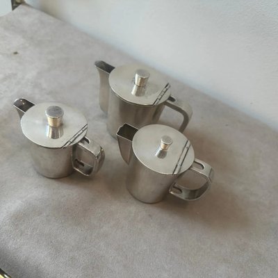 Alpaca Coffee Pot by Gio Ponti for Krupp, 1940s, Set of 3-NMK-1800637