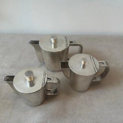 Alpaca Coffee Pot by Gio Ponti for Krupp, 1940s, Set of 3-NMK-1800637