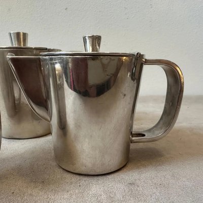 Alpaca Coffee Pot by Gio Ponti for Krupp, 1940s, Set of 3-NMK-1800637