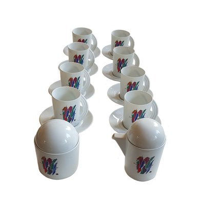 Alphabet Letter W Coffee Set by Marcello Morandini for Rosenthal, 1989, Set of 10-NUX-845306