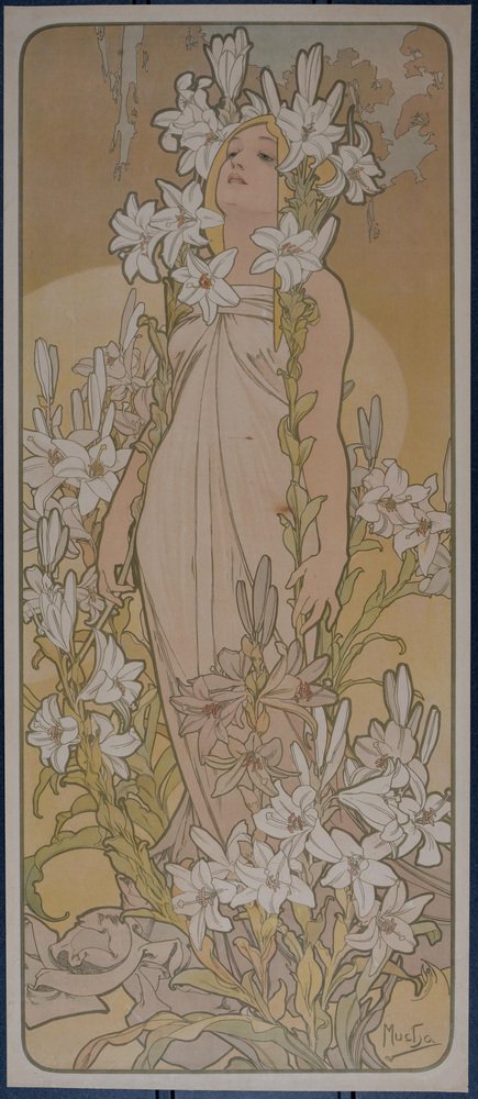 Alphonse Mucha, The Flowers: Iris, 1898, Original Lithograph Poster