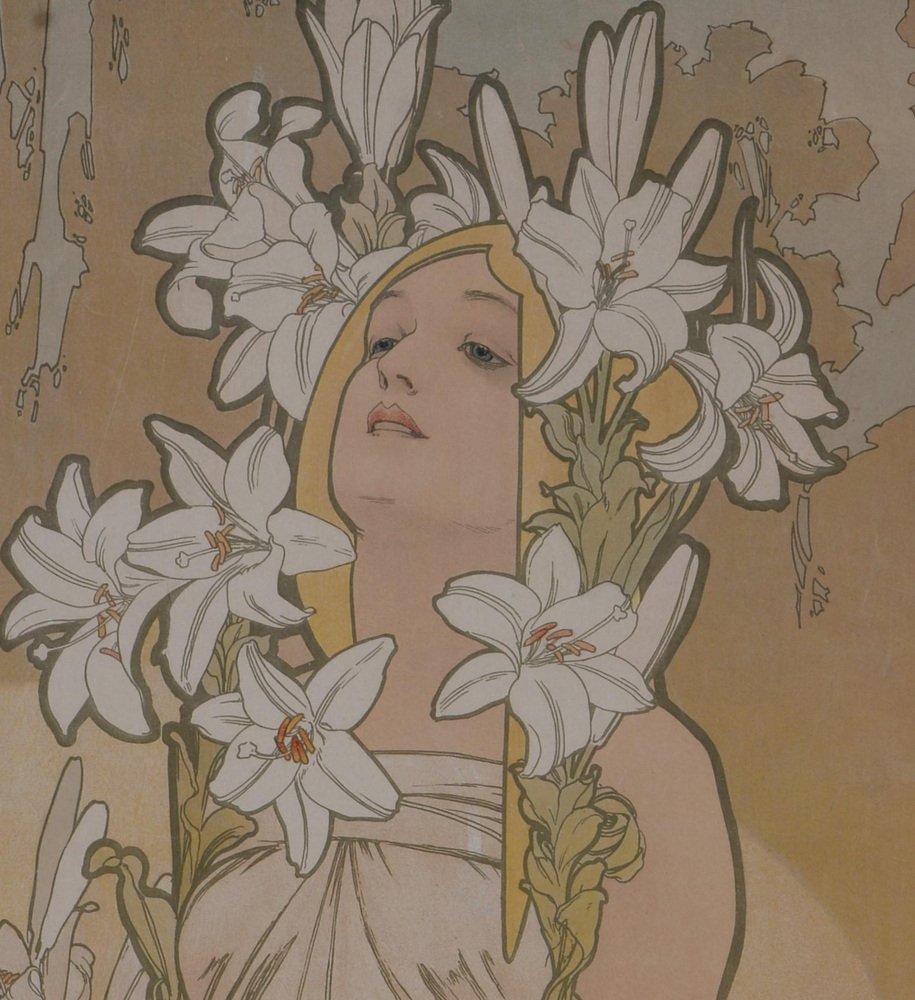 Alphonse Mucha, The Flowers: Iris, 1898, Original Lithograph Poster