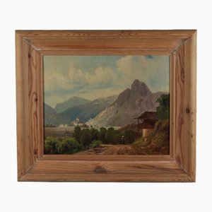 Alpine Landscape, 19th Century, Oil on Canvas, Framed-WMV-1129573