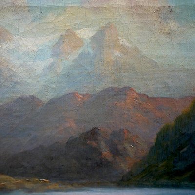 Alpine Landscape with Stream, 19th-Century, Oil on Canvas, Framed-BGS-1077892