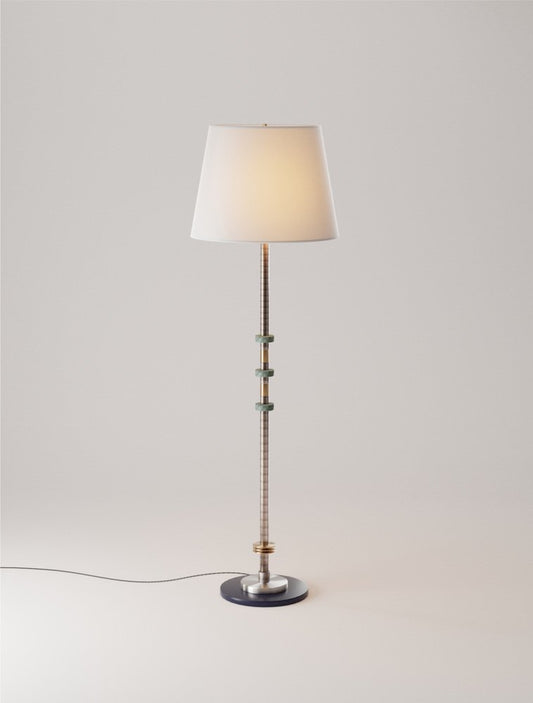 Alte Floor Lamp in Brushed Brass and Bronze with Paper Shade by Ateliers Marine Breynaert