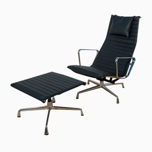 Alu Group Ea124 & Ea125 Lounge Chair & Ottoman by Charles & Ray Eames for Vitra, 1980s, Set of 2-NIT-1780044