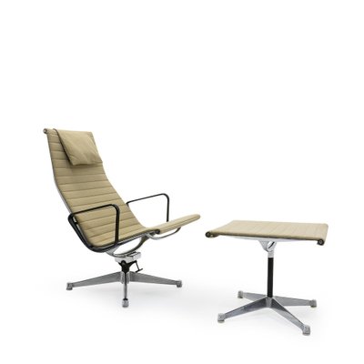 Alu Lounge Chair and Footstool by Eames for Herman Miller, 1970s, Set of 2-TJQ-1219548