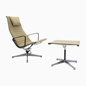 Alu Lounge Chair and Footstool by Eames for Herman Miller, 1970s, Set of 2-TJQ-1219548