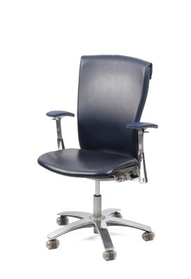 Aluminium and Italian Blue Leather Life Office Chair by Formway Design for Knoll-JDR-1125549