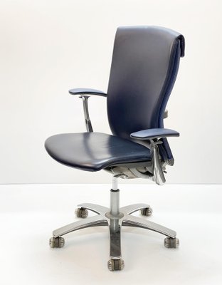 Aluminium and Italian Blue Leather Life Office Chair by Formway Design for Knoll-JDR-1125549