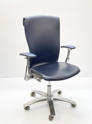 Aluminium and Italian Blue Leather Life Office Chair by Formway Design for Knoll-JDR-1125549