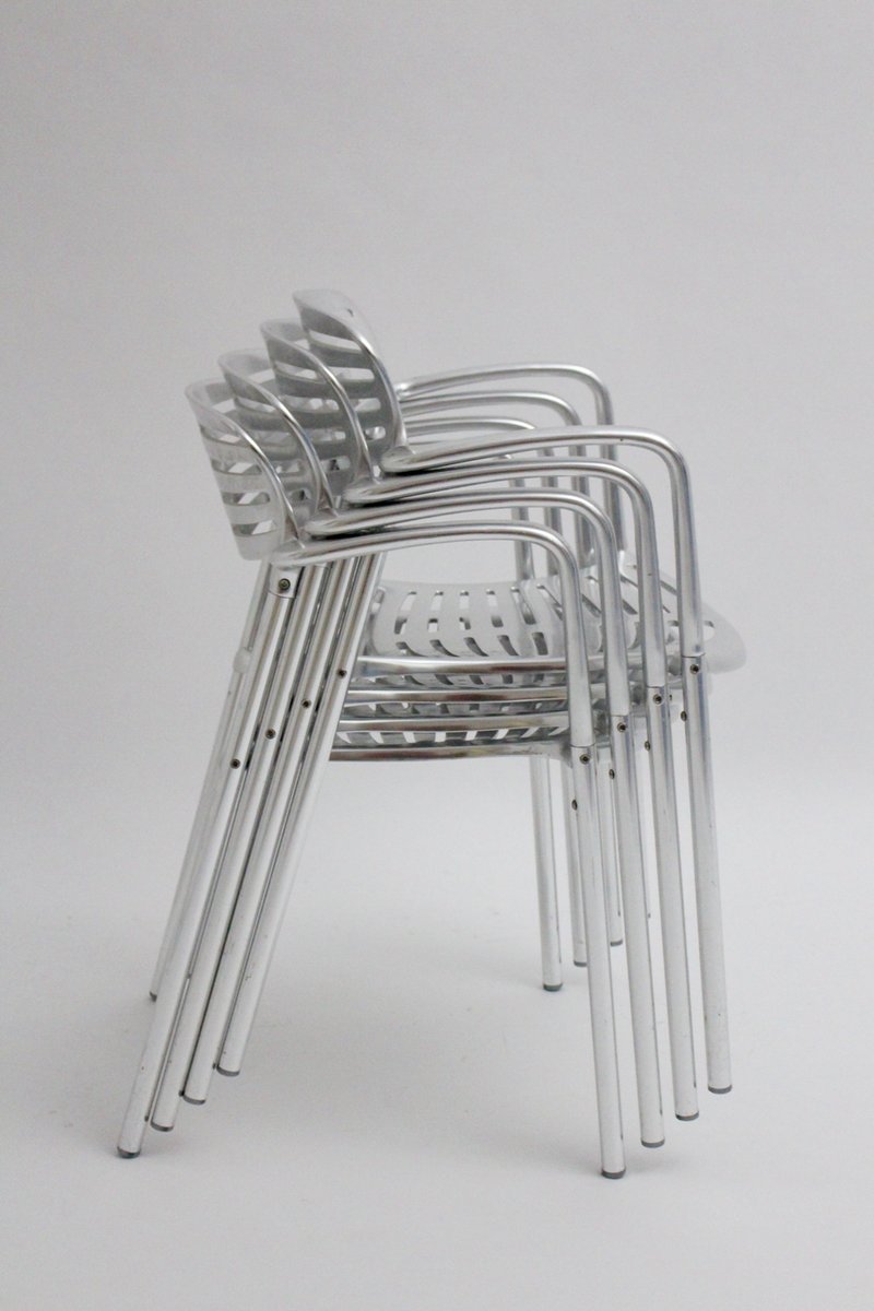 Aluminium Stackable Chairs by Jorge Pensi for Amat 3, 1980s, Set of 4