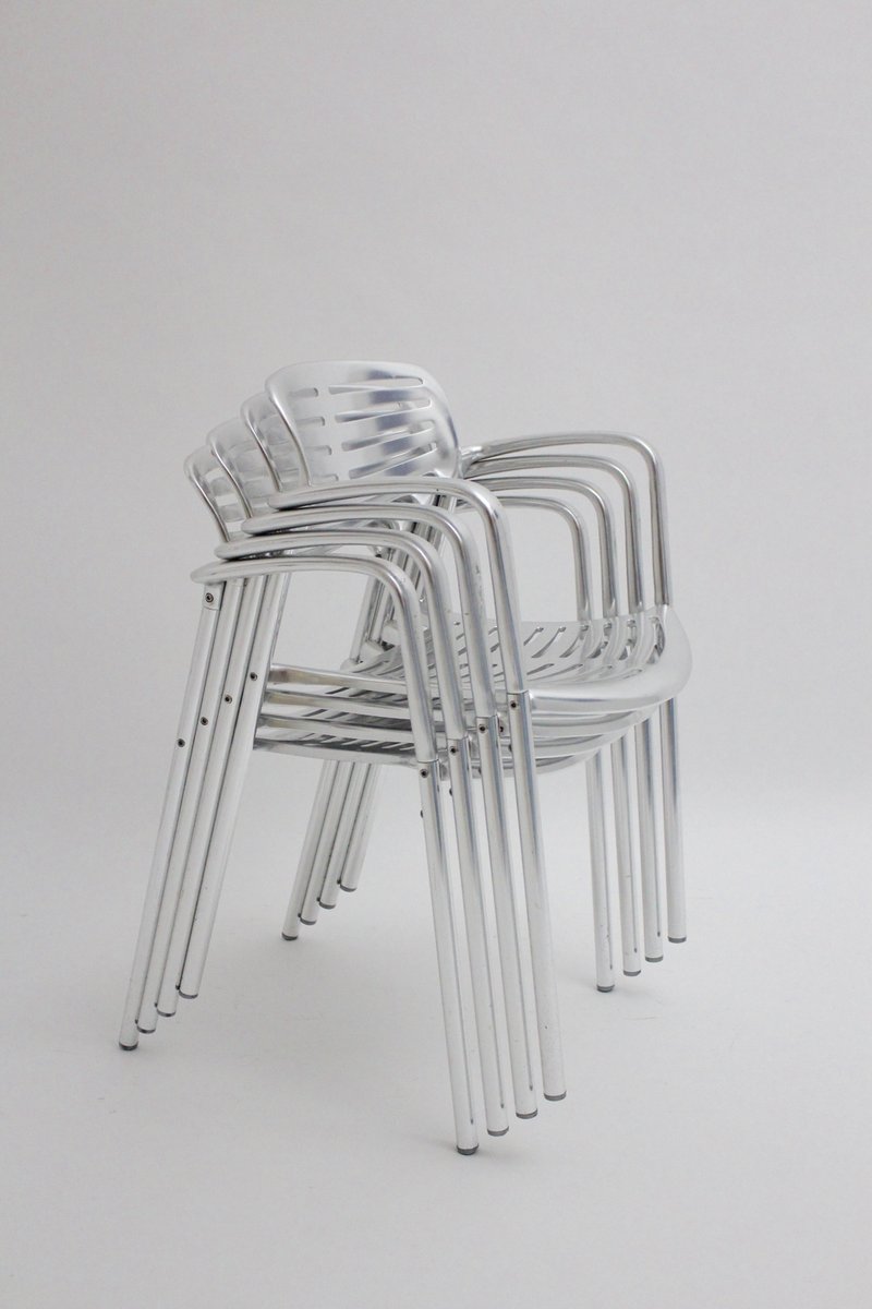 Aluminium Stackable Chairs by Jorge Pensi for Amat 3, 1980s, Set of 4