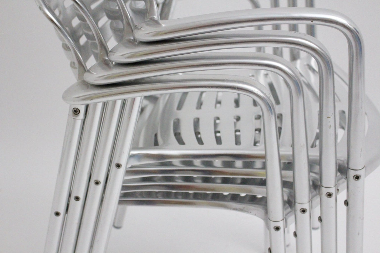 Aluminium Stackable Chairs by Jorge Pensi for Amat 3, 1980s, Set of 4