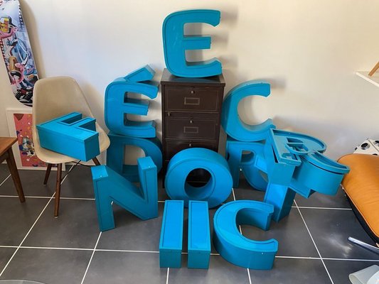 Aluminum and Acrylic Glass Letter E, 1970s-ZYJ-822001