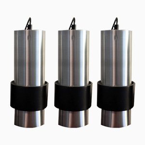 Aluminum and Black Pendant Lamps, Set of 3-NV-827397