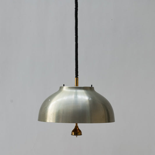 Aluminum and Brass Chandelier by Oscar Torlasco for Lumi, 1960s