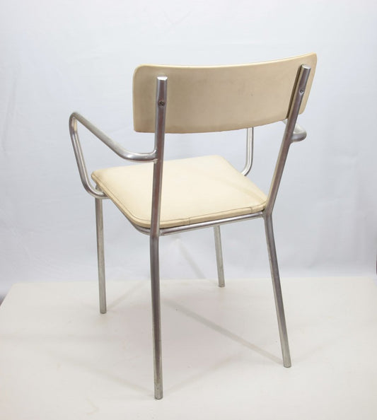 Aluminum and Faux Leather Armchair, 1930s