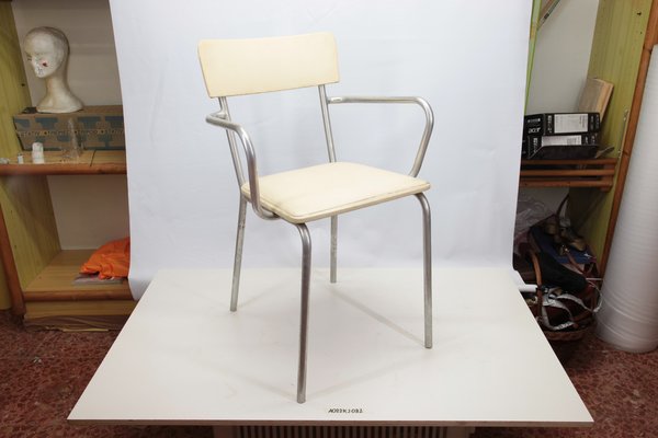 Aluminum and Faux Leather Armchair, 1930s-RAQ-1756831