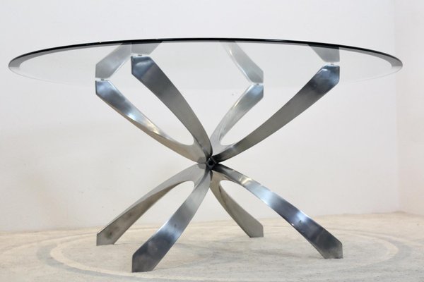 Aluminum and Glass Coffee Table by Knut Hesterberg for Ronald Schmitt-MO-865509