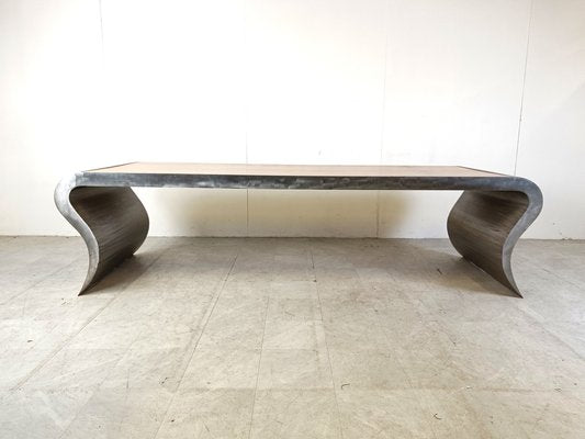 Aluminum and Wooden Dining Table, 1990s-IRH-1768596