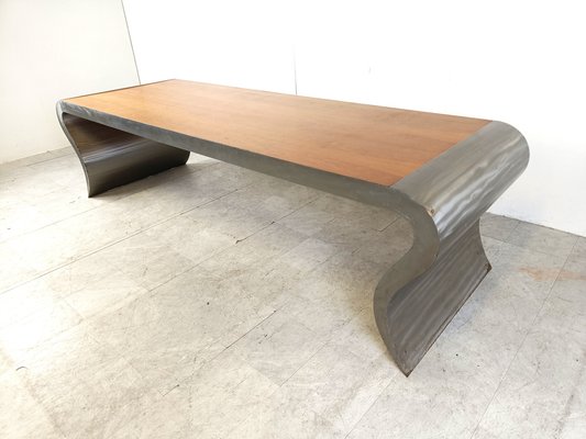 Aluminum and Wooden Dining Table, 1990s-IRH-1768596