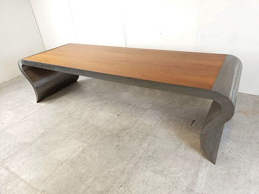 Aluminum and Wooden Dining Table, 1990s-IRH-1768596