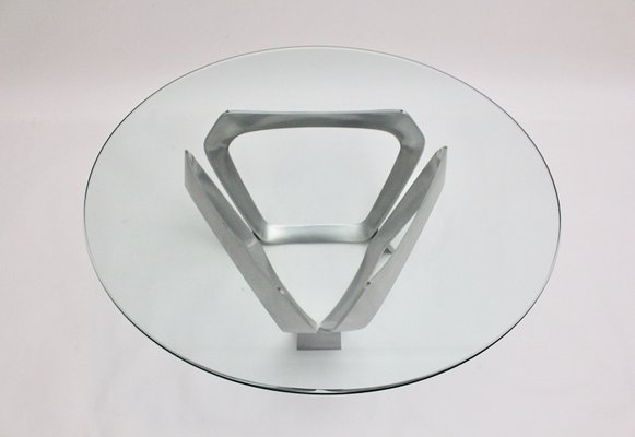 Aluminum Clear Glass Coffee Table from Knut Hesterberg, 1960s-NB-1140157