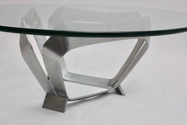 Aluminum Clear Glass Coffee Table from Knut Hesterberg, 1960s-NB-1140157