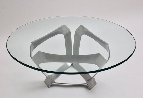 Aluminum Clear Glass Coffee Table from Knut Hesterberg, 1960s-NB-1140157